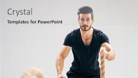  Presentation with crossfit - Theme consisting of athletic-young-man-doing-crossfit background and a light gray colored foreground