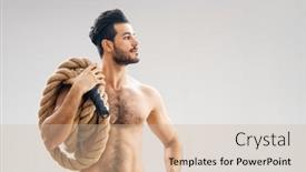  Presentation with crossfit - Presentation theme having athletic-young-man-doing-crossfit background and a soft green colored foreground