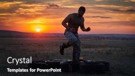  Presentation with field - Slide set consisting of athletic-young-man-exercising background and a black colored foreground