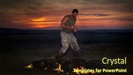  Presentation with field - Slide deck having athletic-young-man-exercising background and a wine colored foreground