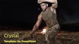  Presentation with one young man exercising handball - Slide deck featuring athletic-young-man-exercising background and a tawny brown colored foreground