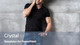  Presentation with concrete - PPT theme consisting of athletic young man in cap background and a ocean colored foreground