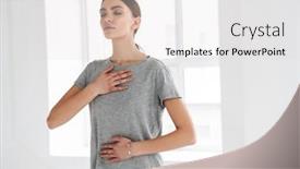  Presentation with breathing - Beautiful presentation design featuring athletic-young-sportswoman-doing-breathing backdrop and a light gray colored foreground