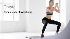  Presentation with exercise mat - Beautiful PPT theme featuring athletic-young-sportswoman-doing-exercise backdrop and a white colored foreground