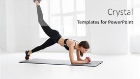  Presentation with exercise mat - Colorful presentation theme enhanced with athletic-young-sportswoman-doing-exercise backdrop and a white colored foreground