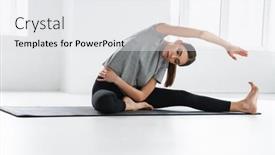  Presentation with exercise mat - Presentation theme enhanced with athletic-young-sportswoman-doing-exercise background and a white colored foreground