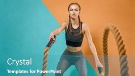  Presentation with crossfit - Colorful slide deck enhanced with athletic-young-woman-doing-crossfit backdrop and a teal colored foreground
