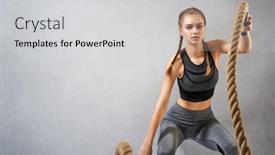  Presentation with crossfit - Theme having athletic-young-woman-doing-crossfit background and a light gray colored foreground