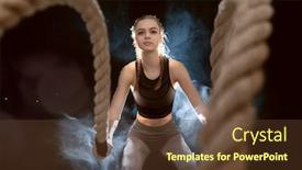  Presentation with crossfit - Audience pleasing presentation design consisting of athletic-young-woman-doing-crossfit backdrop and a tawny brown colored foreground