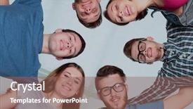  Presentation with diversity students friends happiness concept - Cool new presentation theme with athletics organizations - concept of friendship and reliability backdrop and a violet colored foreground