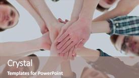  Presentation with diversity students friends happiness concept - Cool new PPT theme with athletics organizations - concept of team and reliability backdrop and a coral colored foreground