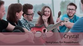  Presentation with beatles musical grouo - Presentation theme consisting of athletics organizations - group of students rehearsing background and a  colored foreground