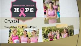  Presentation with cancer hope - Presentation theme having athletics organizations - hope text and breast cancer background and a yellow colored foreground