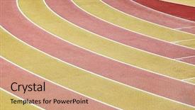  Presentation with athletics - PPT layouts having athletics running track lanes detail background and a coral colored foreground