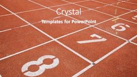  Presentation with athletics - Beautiful presentation theme featuring athletics-tracks and numbers for start and finish backdrop and a coral colored foreground