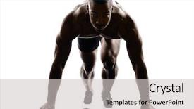  Presentation with spiritual building blocks - Presentation consisting of athletisme - one young african muscular build background and a light gray colored foreground