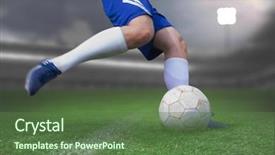  Presentation with football field or soccer field - PPT layouts consisting of athletisme perche - football player kicking ball background and a tawny brown colored foreground