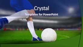  Presentation with football stadium - Beautiful PPT layouts featuring athletisme perche - football player kicking ball backdrop and a navy blue colored foreground