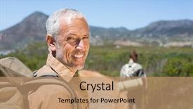  Presentation with walking trail - PPT layouts having athletisme perche - hiking couple walking on mountain background and a coral colored foreground