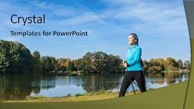  Presentation with walking nordic - Audience pleasing presentation consisting of athletisme perche - nordic walking adventure and exercising backdrop and a  colored foreground