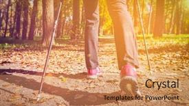  Presentation with walking nordic - Beautiful slide set featuring athletisme perche - nordic walking adventure and exercising backdrop and a  colored foreground
