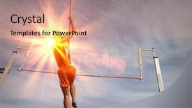  Presentation with pole - Slide set with athletisme perche - pole vaulted taking off low background and a coral colored foreground