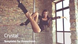  Presentation with trains - PPT layouts enhanced with athletisme perche - young pole dancer woman trains background and a gray colored foreground