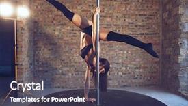  Presentation with trains - Audience pleasing slide deck consisting of athletisme perche - young pole dancer woman trains backdrop and a tawny brown colored foreground