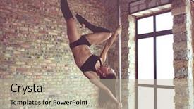  Presentation with trains - Beautiful PPT layouts featuring athletisme perche - young pole dancer woman trains backdrop and a mint green colored foreground