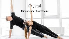  Presentation with exercise class - Cool new PPT theme with athlets-performing-side-plank-exercise backdrop and a white colored foreground