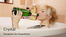  Presentation with drinking alcohol - PPT layouts consisting of athom - teen woman drinking alcohol background and a  colored foreground