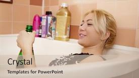  Presentation with drinking alcohol - Presentation theme featuring athom - teen woman drinking alcohol background and a  colored foreground