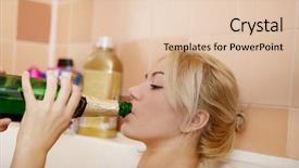  Presentation with drinking alcohol - PPT theme consisting of athom - teen woman drinking alcohol background and a  colored foreground
