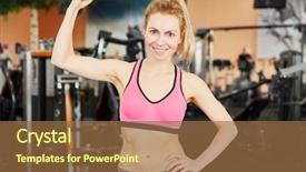  Presentation with muscle - Presentation having aths - woman showing her muscle background and a coral colored foreground