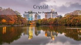  Presentation with atlanta - Cool new slide set with atlanta georgia usa piedmont park skyline in autumn on lake meer at dusk backdrop and a light gray colored foreground