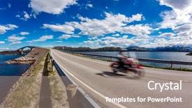  Presentation with road construction - Colorful slide deck enhanced with atlanterhavsveien been awarded the title backdrop and a gray colored foreground