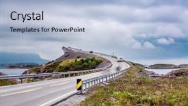  Presentation with road construction - Audience pleasing PPT theme consisting of atlanterhavsveien been awarded the title backdrop and a  colored foreground