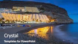  Presentation with atlantic - Beautiful slides featuring atlantic beach of gran canaria island in taurito at dusk spain backdrop and a ocean colored foreground