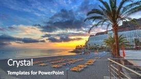  Presentation with atlantic - Audience pleasing presentation design consisting of atlantic beach of gran canaria island in taurito at sunset spain backdrop and a gray colored foreground
