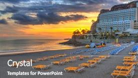  Presentation with atlantic - Colorful slide set enhanced with atlantic beach of gran canaria island in taurito at sunset spain backdrop and a violet colored foreground