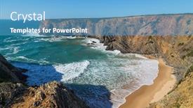  Presentation with algarve - Cool new slides with atlantic-beach-view-aljezur-algarve backdrop and a teal colored foreground