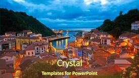  Presentation with atlantic city - Slide set featuring atlantic city - cudillero village in asturias background and a tawny brown colored foreground