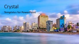  Presentation with atlantic - PPT theme enhanced with atlantic city - san juan puerto rico resort background and a light blue colored foreground