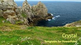  Presentation with scenic - Beautiful presentation design featuring atlantic coast in brittany france backdrop and a tawny brown colored foreground
