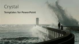  Presentation with bad weather - Presentation theme featuring atlantic-lighthouse-in-bad-weather background and a light gray colored foreground