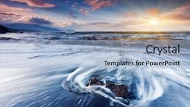  Presentation with beautiful midnight sun over - PPT theme consisting of atlantic ocean - beautiful summer sunset background and a light blue colored foreground