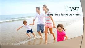  Presentation with running - Beautiful PPT layouts featuring atlantic ocean - happy family running backdrop and a sky blue colored foreground