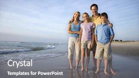  Presentation with atlantic - Audience pleasing slide deck consisting of atlantic ocean - portrait of caucasian family backdrop and a gray colored foreground