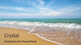  Presentation with sand ocean - Presentation design having atlantic ocean - sea and sand background and a coral colored foreground