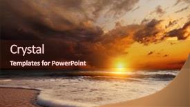  Presentation with atlantic - Cool new slide deck with atlantic ocean - sunset on a background backdrop and a wine colored foreground